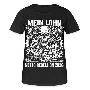 Mein Lohn Keine Staats-Spende - Frauen T-Shirt atmungsaktiv - Schwarz - Vorne - AI Model Female 172 light (172cm)