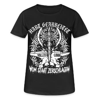 Hart Gearbeitet, Lohn Vom Staat Zerschlagen - Frauen T-Shirt atmungsaktiv - Schwarz - Vorne - AI Model Female 172 light (172cm)