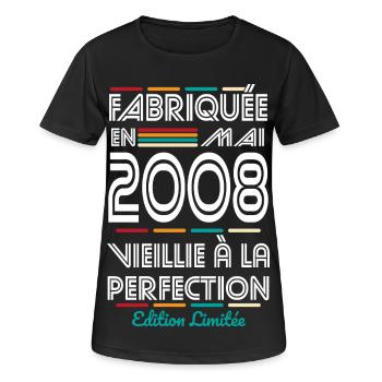 18 Year Anniversary - Made in May 2008 - Women's Breathable T-Shirt - black - Front - AI Model Female 172 light (172cm)