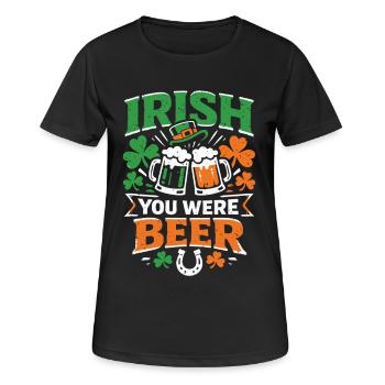 Irish You Were Beer | St Patrick's Day Wortspiel - Frauen T-Shirt atmungsaktiv - Schwarz - Vorne - AI Model Female 172 light (172cm)