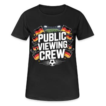 Public Viewing Crew Fußball Fan - Frauen T-Shirt atmungsaktiv - Schwarz - Vorne - AI Model Female 172 light (172cm)