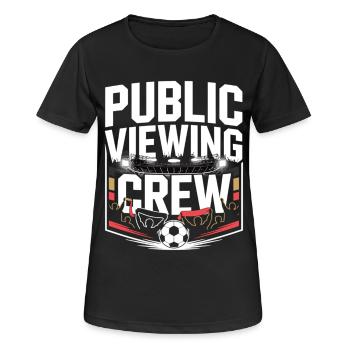 Public Viewing Crew Fußball Fan - Frauen T-Shirt atmungsaktiv - Schwarz - Vorne - AI Model Female 172 light (172cm)