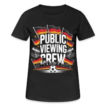 Public Viewing Crew Fußball Fan - Frauen T-Shirt atmungsaktiv - Schwarz - Vorne - AI Model Female 172 light (172cm)