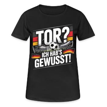 Tor? Ich hab’s gewusst! Fußball Fan - Frauen T-Shirt atmungsaktiv - Schwarz - Vorne - AI Model Female 172 light (172cm)