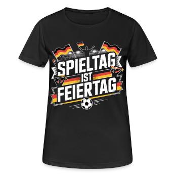 Spieltag ist Feiertag Deutschland Fan - Frauen T-Shirt atmungsaktiv - Schwarz - Vorne - AI Model Female 172 light (172cm)