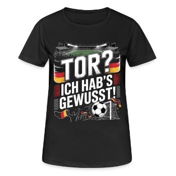 Tor? Ich hab’s gewusst! Fußball Fan - Frauen T-Shirt atmungsaktiv - Schwarz - Vorne - AI Model Female 172 light (172cm)