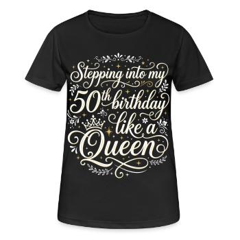 Entrer dans mes 50 ans et 50 ans - T-shirt respirant Femme - noir - Devant - AI Model Female 172 light (172cm)