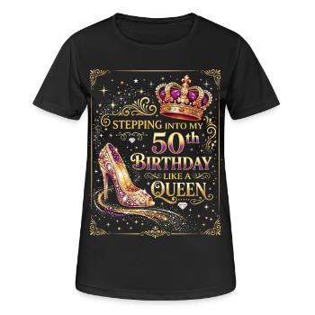 Entrer dans mes 50 ans et 50 ans - T-shirt respirant Femme - noir - Devant - AI Model Female 172 light (172cm)