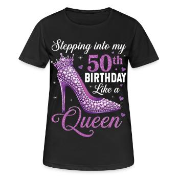 Entrer dans mes 50 ans et 50 ans - T-shirt respirant Femme - noir - Devant - AI Model Female 172 light (172cm)