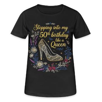 Entrer dans mes 50 ans et 50 ans - T-shirt respirant Femme - noir - Devant - AI Model Female 172 light (172cm)