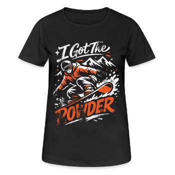 Snowboard | I Got The Powder | Powder snow - Women's Breathable T-Shirt - black - Front - AI Model Female 172 light (172cm)