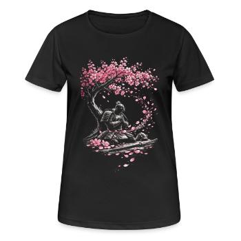 Fleurs de cerisier Sakura Fleurs de cerisier - T-shirt respirant Femme - noir - Devant - AI Model Female 172 light (172cm)