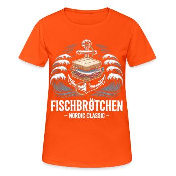 Fischbrötchen Nordic Classic Shirt - Frauen T-Shirt atmungsaktiv - Neonorange - Vorne - AI Model Female 172 dark (172cm)