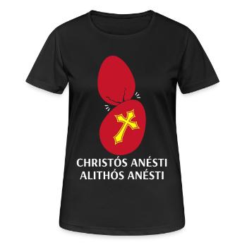 Orthodox Easter Christos Anesti Alithos Anesti - Women's Breathable T-Shirt - black - Front - AI Model Female 172 light (172cm)