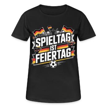 Spieltag ist Feiertag Deutschland Fan - Frauen T-Shirt atmungsaktiv - Schwarz - Vorne - AI Model Female 172 light (172cm)