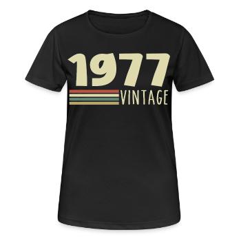 1977-Anniversaire-1977-retro-1977 - T-shirt respirant Femme - noir - Devant - AI Model Female 172 light (172cm)