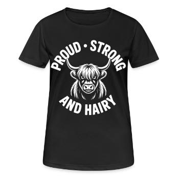 Highland Cow / Highland Rind – Ich liebe Highlands - Frauen T-Shirt atmungsaktiv - Schwarz - Vorne - AI Model Female 172 light (172cm)