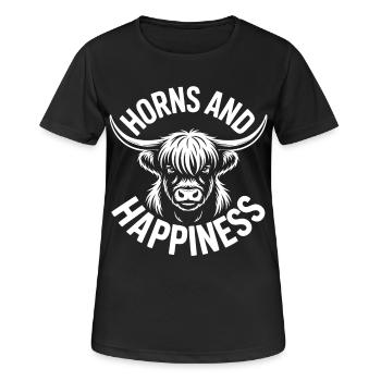 Highland Cow / Highland Rind – Ich liebe Highlands - Frauen T-Shirt atmungsaktiv - Schwarz - Vorne - AI Model Female 172 light (172cm)