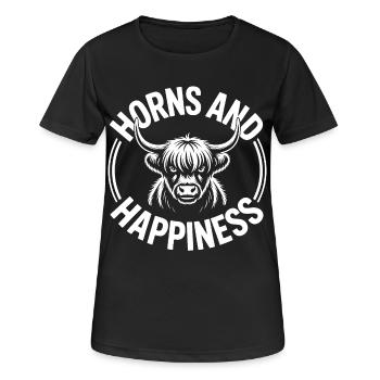 Highland Cow / Highland Rind – Ich liebe Highlands - Frauen T-Shirt atmungsaktiv - Schwarz - Vorne - AI Model Female 172 light (172cm)