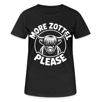 Highland Cow / Highland Rind – Ich liebe Highlands - Frauen T-Shirt atmungsaktiv - Schwarz - Vorne - AI Model Female 172 light (172cm)