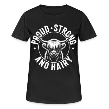 Highland Cow / Highland Rind – Ich liebe Highlands - Frauen T-Shirt atmungsaktiv - Schwarz - Vorne - AI Model Female 172 light (172cm)
