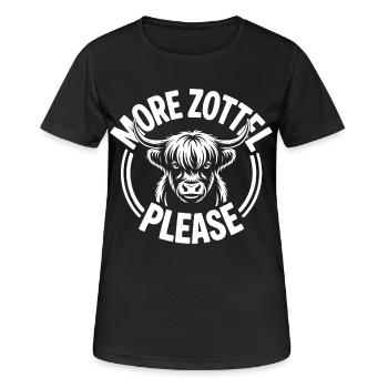 Highland Cow / Highland Rind – Ich liebe Highlands - Frauen T-Shirt atmungsaktiv - Schwarz - Vorne - AI Model Female 172 light (172cm)