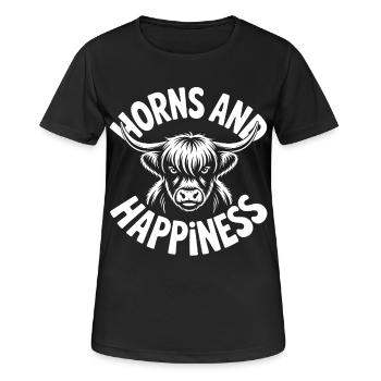Highland Cow / Highland Rind – Ich liebe Highlands - Frauen T-Shirt atmungsaktiv - Schwarz - Vorne - AI Model Female 172 light (172cm)