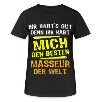 Don de Masseur - T-shirt respirant Femme - noir - Devant - AI Model Female 172 light (172cm)