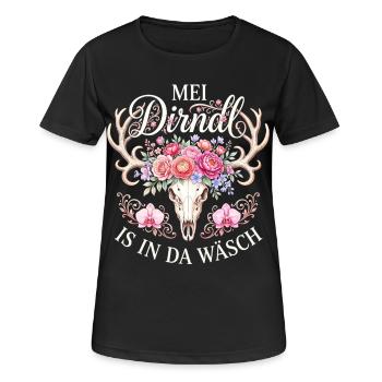 Mei Dirndl is in da Wäsch Trachtenshirt Damen - Frauen T-Shirt atmungsaktiv - Schwarz - Vorne - AI Model Female 172 light (172cm)