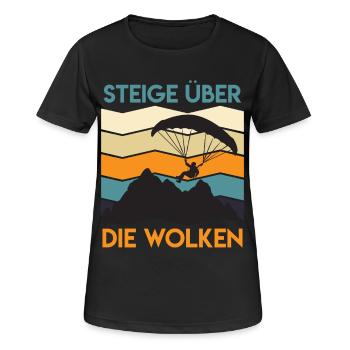 Paraglider SOAR ABOVE THE CLOUDS Funny - Women's Breathable T-Shirt - black - Front - AI Model Female 172 light (172cm)