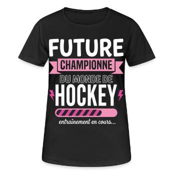 Future Championne De Hockey Hockeyeuse - T-shirt respirant Femme - noir - Devant - AI Model Female 172 light (172cm)