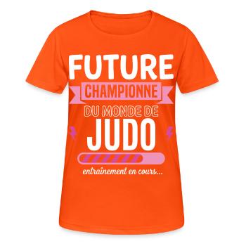 Future Judo Judoka Champion - Women's Breathable T-Shirt - neon orange - Front - AI Model Female 172 dark (172cm)