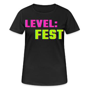 Level Fest Shirt – Frühlingsfest Gaming Style Fest - Frauen T-Shirt atmungsaktiv - Schwarz - Vorne - AI Model Female 172 light (172cm)