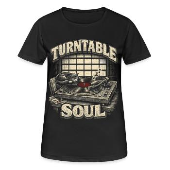 Collectionneur de vinyles, collectionneur de platine, Soul - T-shirt respirant Femme - noir - Devant - AI Model Female 172 light (172cm)