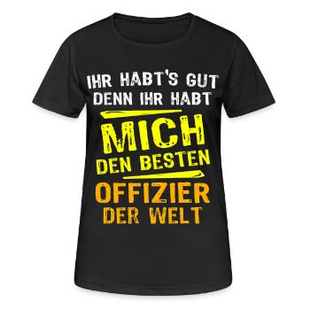 Offizier Geschenk - Frauen T-Shirt atmungsaktiv - Schwarz - Vorne - AI Model Female 172 light (172cm)