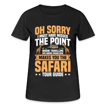 Guide touristique Africain Travel Guide Safari Tour - T-shirt respirant Femme - noir - Devant - AI Model Female 172 light (172cm)