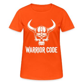Warrior Code Skull Viking Norse Horned Helmet - Women's Breathable T-Shirt - neon orange - Front - AI Model Female 172 dark (172cm)