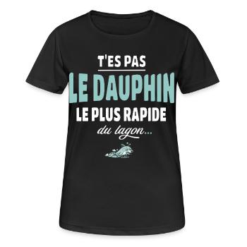 T’es pas le dauphin le plus rapide du lagon - T-shirt respirant Femme - noir - Devant - AI Model Female 172 light (172cm)