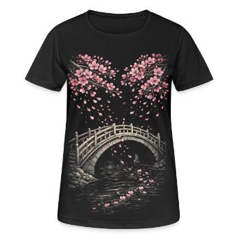 Fleurs de cerisier Sakura Fleurs de cerisier - T-shirt respirant Femme - noir - Devant - AI Model Female 172 light (172cm)