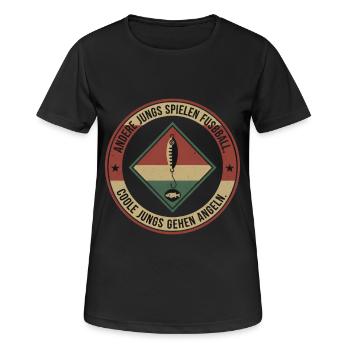 Fishing instead of football: Retro Patch Angler Fishing - Women's Breathable T-Shirt - black - Front - AI Model Female 172 light (172cm)