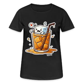 Eiswürfel mit Herz im Getränk Cartoon - Frauen T-Shirt atmungsaktiv - Schwarz - Vorne - AI Model Female 172 light (172cm)