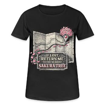 Fleurs de cerisier Sakura Fleurs de cerisier - T-shirt respirant Femme - noir - Devant - AI Model Female 172 light (172cm)
