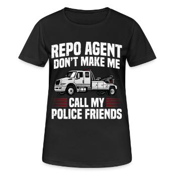 Rückgewinnungsagent Autorückgewinnung Vermögenswerte - Frauen T-Shirt atmungsaktiv - Schwarz - Vorne - AI Model Female 172 light (172cm)