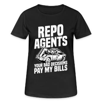 Rückgewinnungsagent für Autorückgewinnung Vermögensrückholung - Frauen T-Shirt atmungsaktiv - Schwarz - Vorne - AI Model Female 172 light (172cm)