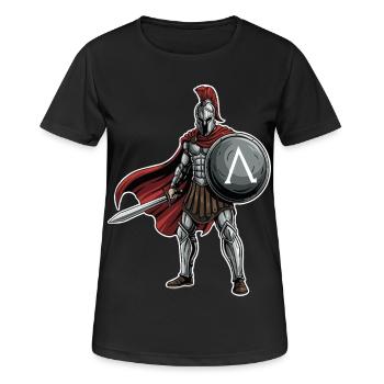 Hoplite Spartan Lambda Shield Sword Mascot - Women's Breathable T-Shirt - black - Front - AI Model Female 172 light (172cm)