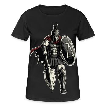 Veteran Spartan Combat Spear Shield Mascot - Women's Breathable T-Shirt - black - Front - AI Model Female 172 light (172cm)