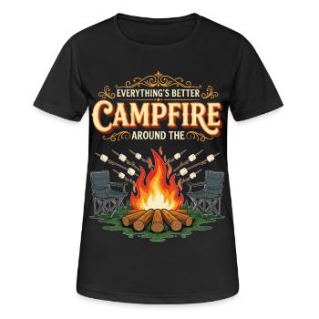 Campfire Marshmallow Everything Better Camping - T-shirt respirant Femme - noir - Devant - AI Model Female 172 light (172cm)