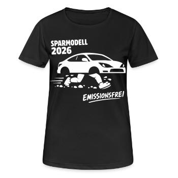 Modèle économique 2026 voiture sans émissions - T-shirt respirant Femme - noir - Devant - AI Model Female 172 light (172cm)
