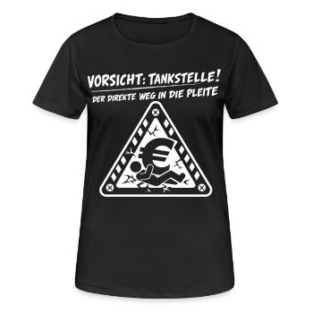 Vorsicht Tankstelle ! - Frauen T-Shirt atmungsaktiv - Schwarz - Vorne - AI Model Female 172 light (172cm)