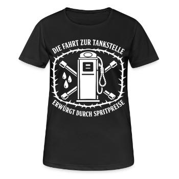Die Fahrt Zur Tankstelle - Frauen T-Shirt atmungsaktiv - Schwarz - Vorne - AI Model Female 172 light (172cm)